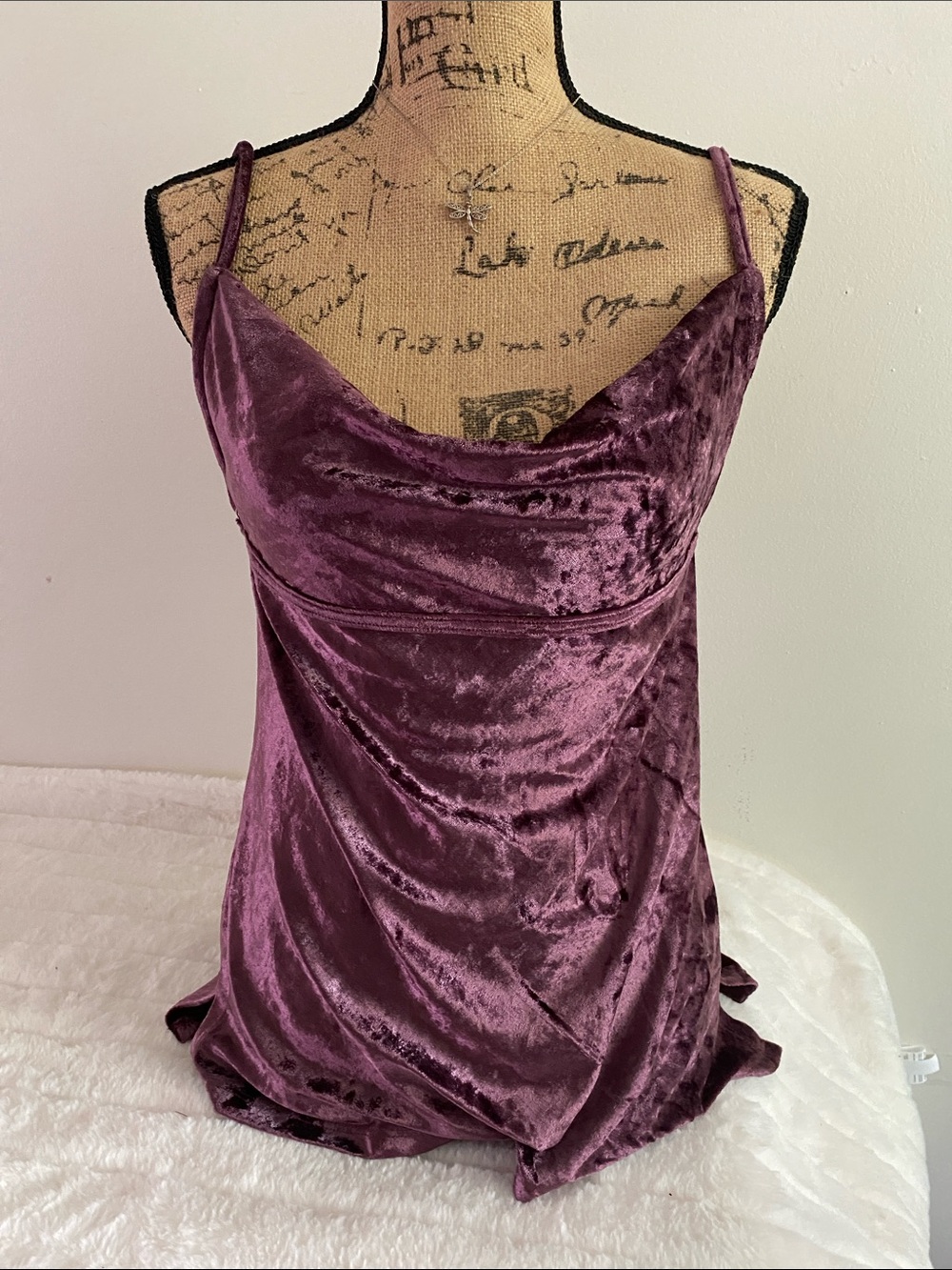 Free People All Night Velvet Cami Tank Top in Purple Fig Jam | Size M | NWT